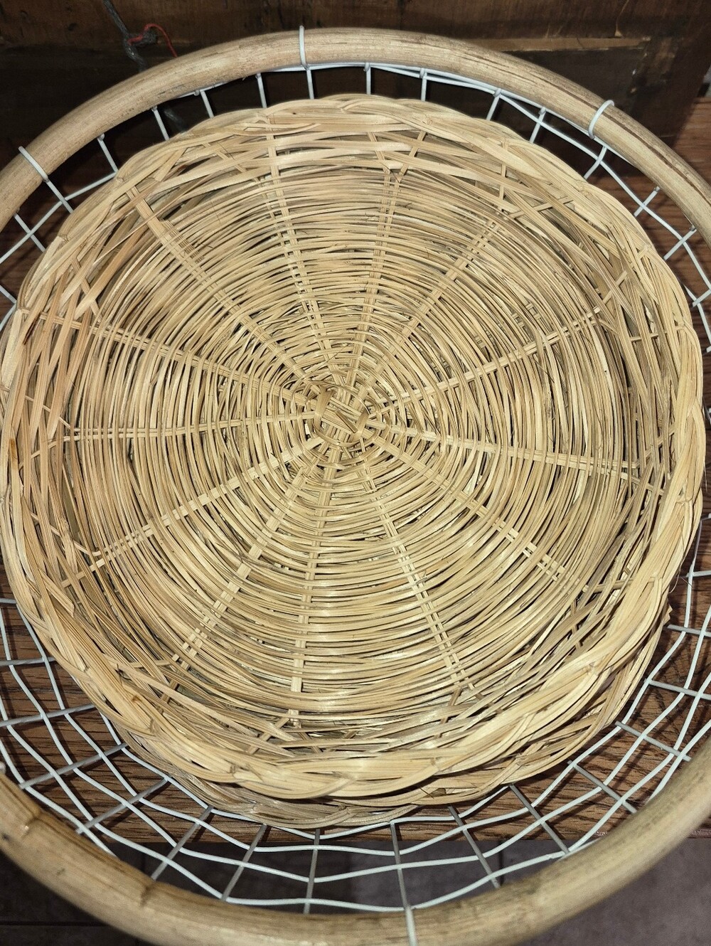 Wicker Rattan Woven Paper Plate Holders Set of 8 With Storage Basket - Picture 2 of 3